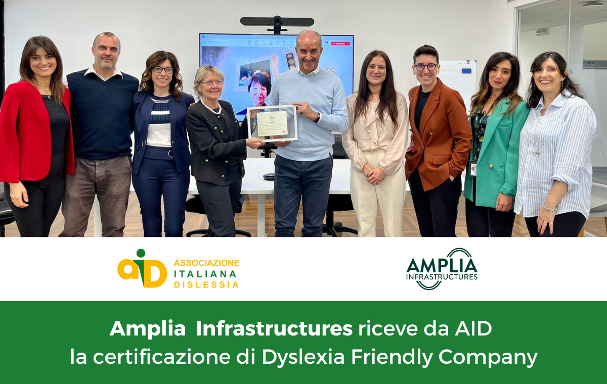 Amplia Infrastructures ottiene da AID la certificazione  di Dyslexia friendly Company