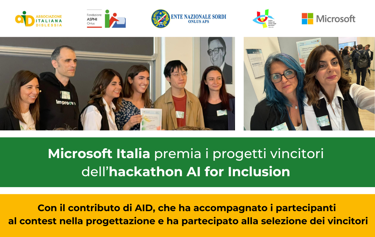 Microsoft Italia premia i progetti vincitori di "AI for Inclusion", l'hackaton realizzato con AID