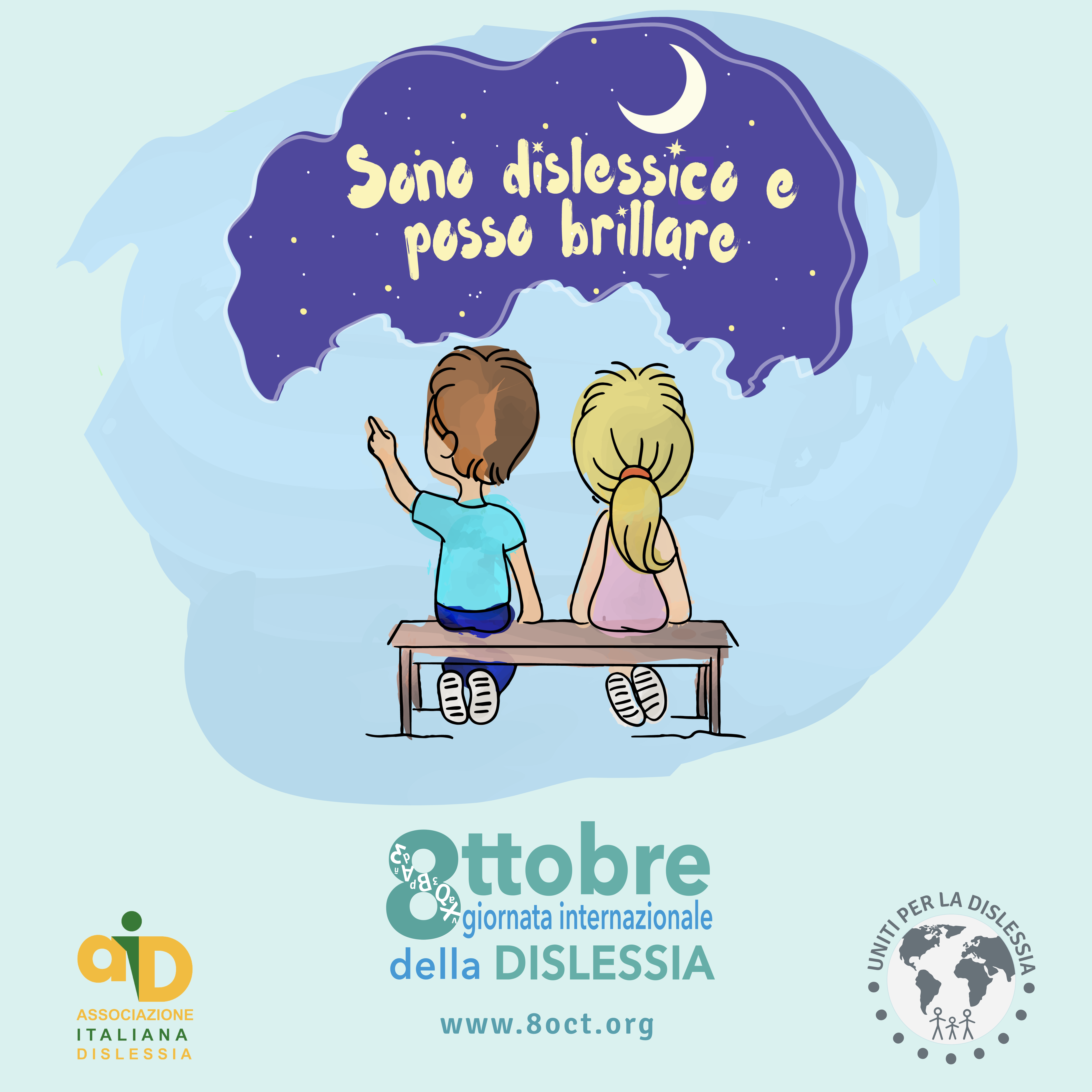 Domenica 8 ottobre AID aderisce alla campagna Uniti per la dislessia: decine di piazze, edifici e monumenti in tutta Italia verranno illuminati di turchese per sensibilizzazione l'opinione pubblica sui disturbi specifici dell'apprendimento