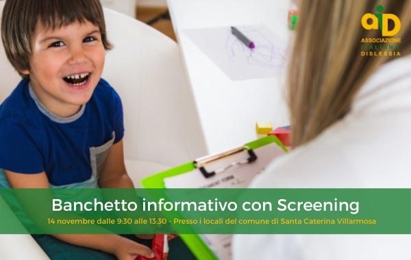 Domenica 14 novembre 2021 si terrà presso il locali del comune di Santa Caterina Villarmosa (CL) un'attività di screening gratuita per bambini.