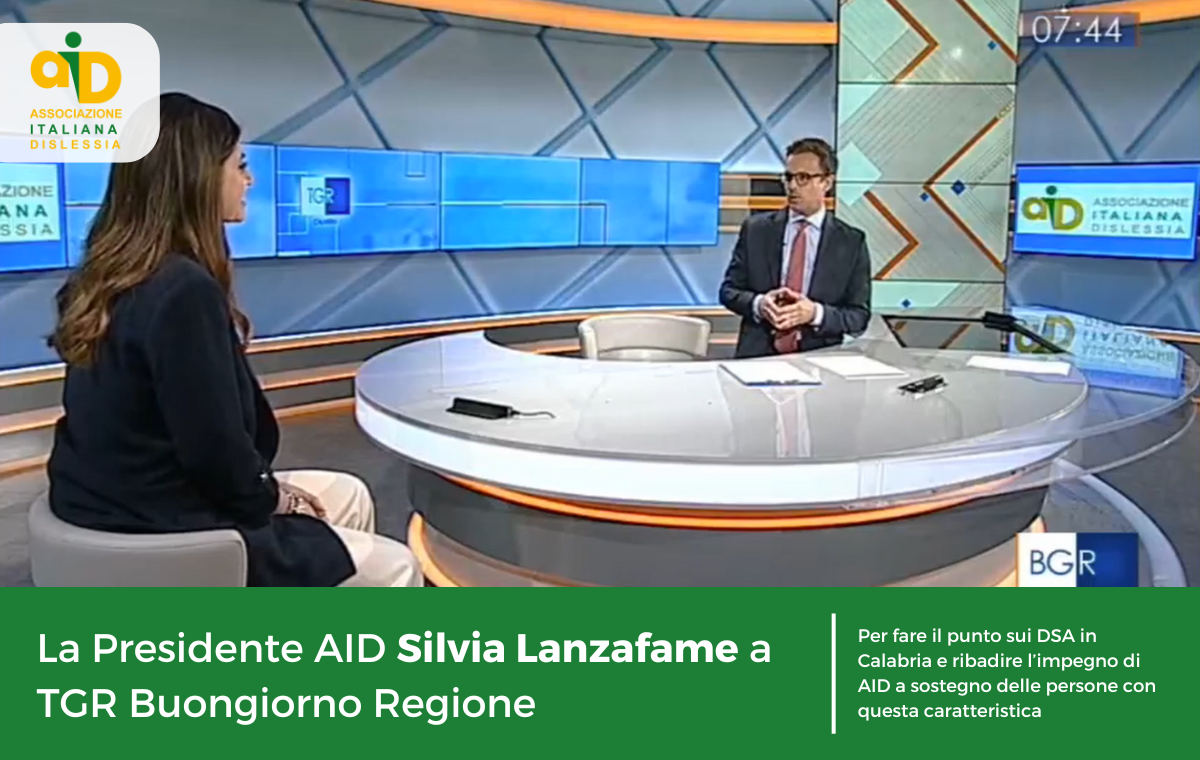 La Presidente AID Silvia Lanzafame ha parlato di DSA negli studi regionali di "Buongiorno Regione", l'approfondimento quotidiano della testata giornalistica calabrese della RAI