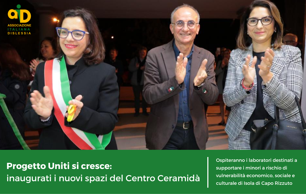 Lo scorso 2 dicembre sono stati inaugurati i locali ristrutturati del Centro Ceramidà di Isola di Capo Rizzuto, destinati a ospitare le prossime attività del progetto "Uniti si Cresce"