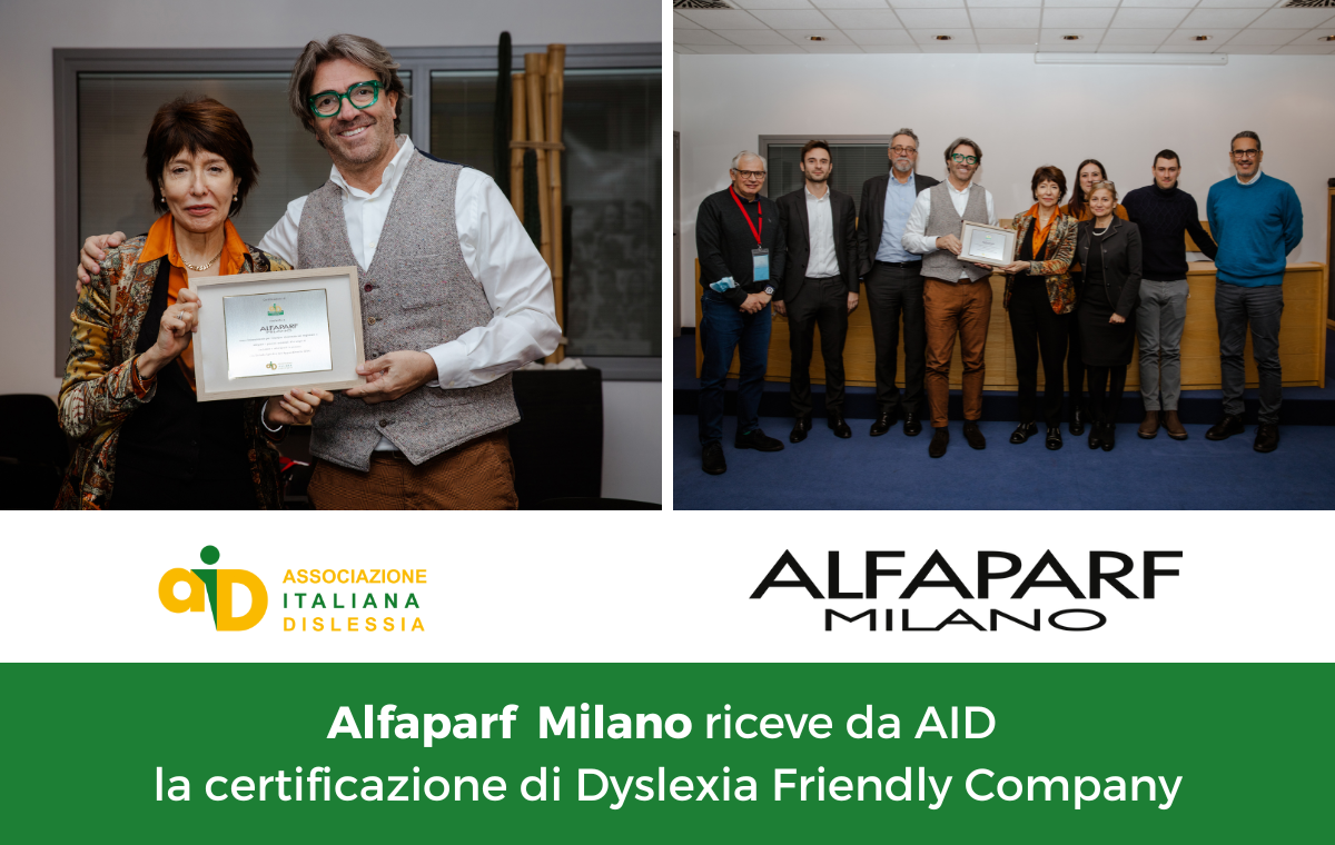 Alfaparf Milano riceve la certificazione di Dyslexia Friendly Company