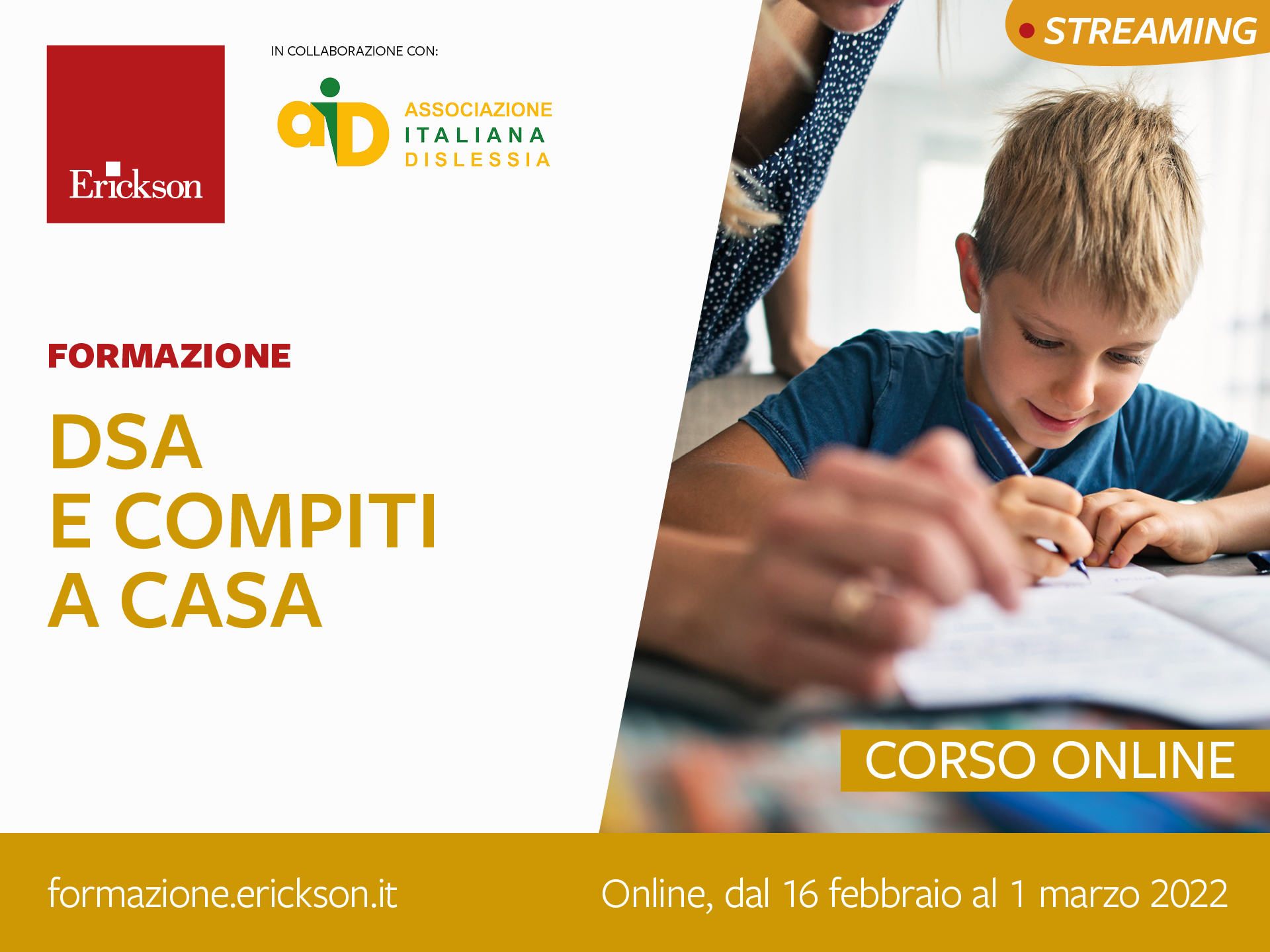 DSA e compiti a casa: corso per genitori, edizione 2022