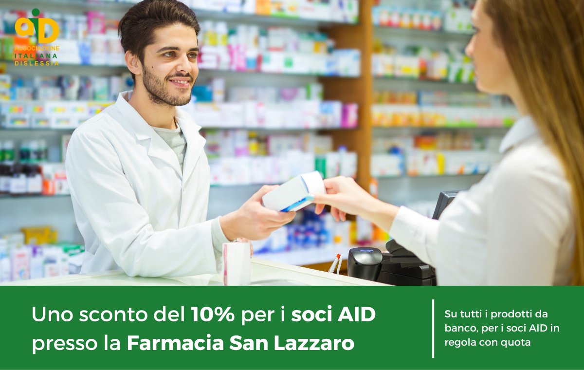 Uno sconto del 10% per i soci AID presso la Farmacia San Lazzaro