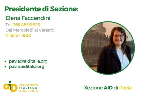 Elena Faccendini è stata rieletta presidente della sezione AID di Pavia. 